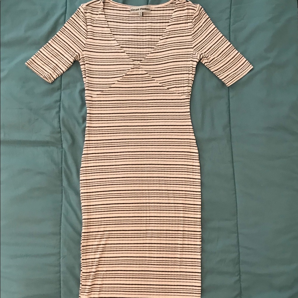 Almost Famous striped hourglass midi dress
